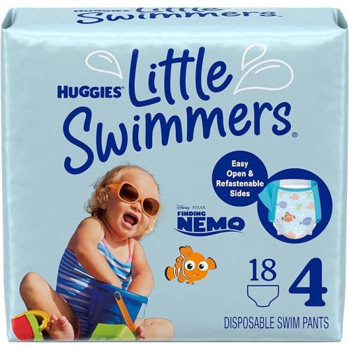 Huggies Little Swimmers Disposable Swimming Diapers, Size 4 (24-34 lbs), 18 Ct