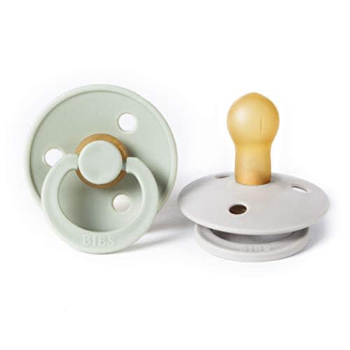 BIBS BPA-Free Natural Rubber Baby Pacifier | Made in Denmark (Sage/Sand, 0-6 Months) 2-Pack