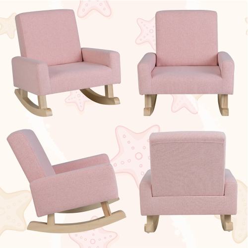 Gymax Kids Rocking Chair Children Armchair Linen Upholstered Sofa w/