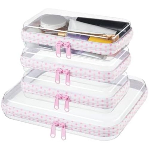 Clear Zipper Pouches, Hard Shell Zipper Case (M+3S)