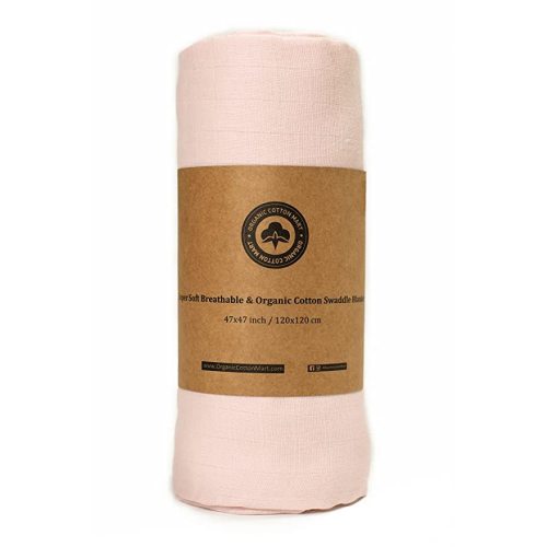 Swaddle Blankets for Baby Girls - Pink Muslin Swaddling Blanket - 100% Organic Cotton Baby Girl Muslin Swaddle Blanket - Gauze Swaddling Blankets and Baby Receiving Blanket - 47”x47”