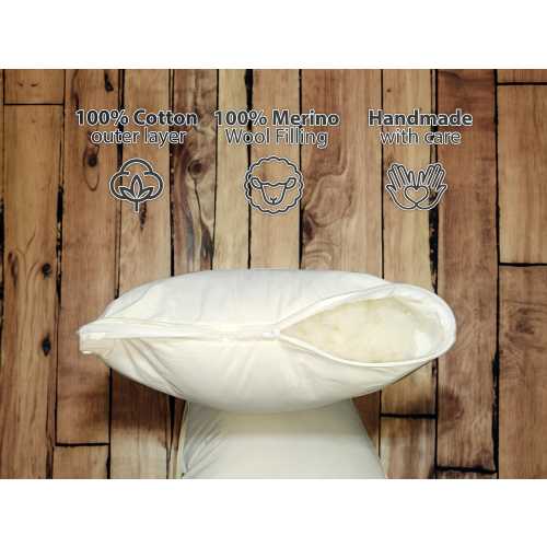 Organic Wool Pillow, Natural Sleeping Pillow, Wool Bed Pillow, King Size Pillow, Queen Size Pillow, Firm Pillow American Size Canada size