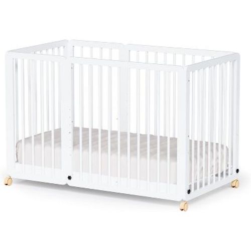 JOYMOR 8 in 1 Convertible Crib, Include 2” Mattress, Converts to Bassinet, Mid Crib, Full Size Crib, Daybed,Toddler Bed and Playard