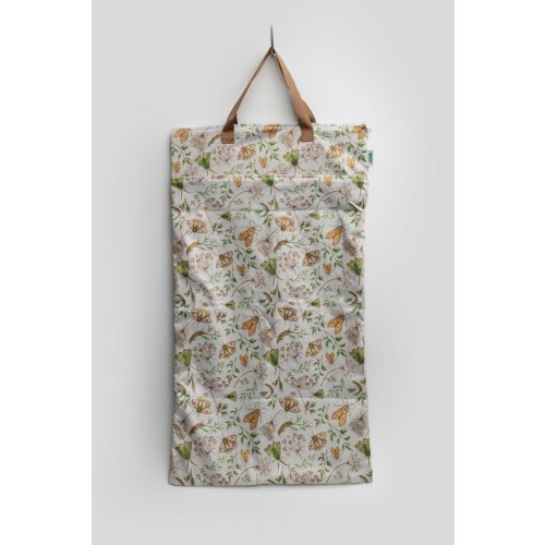 Kinder Large Zipper Hanging Wet Bag, Laundry Bag with Handles in Garden Friends