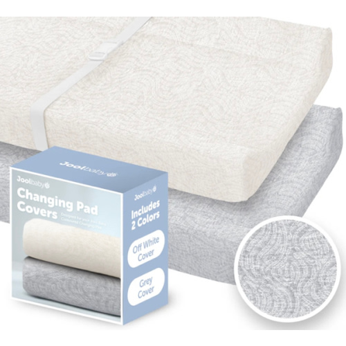 Joolbaby Changing Pad Covers 2 Pack - Off-White & Grey