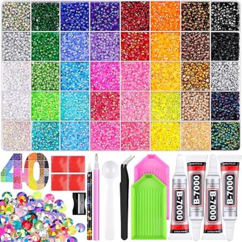 TINKRSTUFF 51000Pcs 3mm Jelly Rhinestones Bedazzling Kit