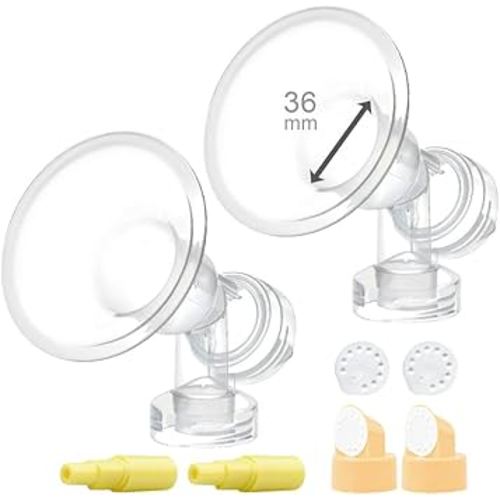 36 mm Extra Extra Large Flagne w/Valve and Membrane for Spectra Breast Pumps S1, S2, M1, Spectra 9; Narrow (Standard) Bottle Neck; Made by Maymom