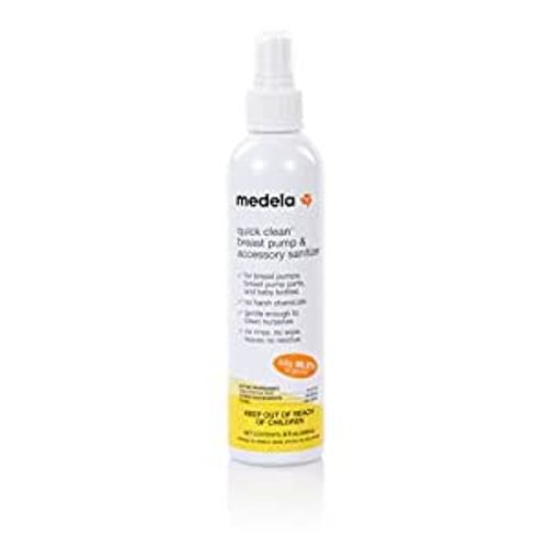 Amazon.com : Medela Quick Clean Breast Pump and Accessory Sanitizer Spray Safe No Rinse Breastpump Sterilizer Eliminates 99.9 of Common Bacteria and Germs 8 Fluid Ounces, Clear : Health & Household
