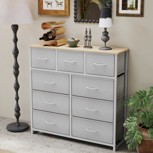17 Stories 39.37'' W 9-Drawer Fabric Dresser with Wood Top, Storage Chest & Reviews | Wayfair