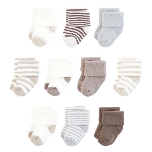 Touched by Nature Unisex Organic Cotton Socks, Neutral Stripes, 0-6 Months