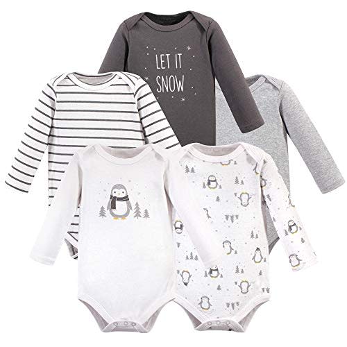 Hudson Baby unisex-baby Cotton Long-sleeve Bodysuits 5-pack