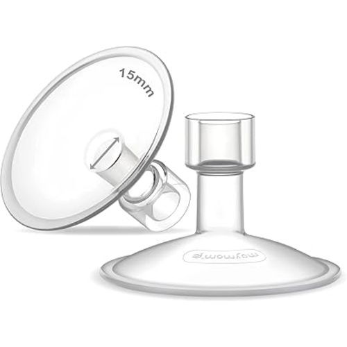 15mm Maymom MyFit Shields, Saucer Series; Compatible with Medela Breast Pump- PersonalFit, Freestyle, Harmony, Maxi, Freestyle Flex Connector; Connect to Maymom Widemouth/Narrow Connector, 2pcs