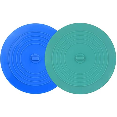 V-TOP Tub Stopper 2 Pack, 6 inches Large Silicone Drain Plug Hair Stopper Flat Suction Cover, Bathtub Accessories for Kitchen Bathroom and Laundry - Green&blue