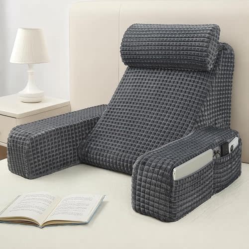 Vekkia 19'' Reading Pillow with Armrests and XL Pockets for Adults