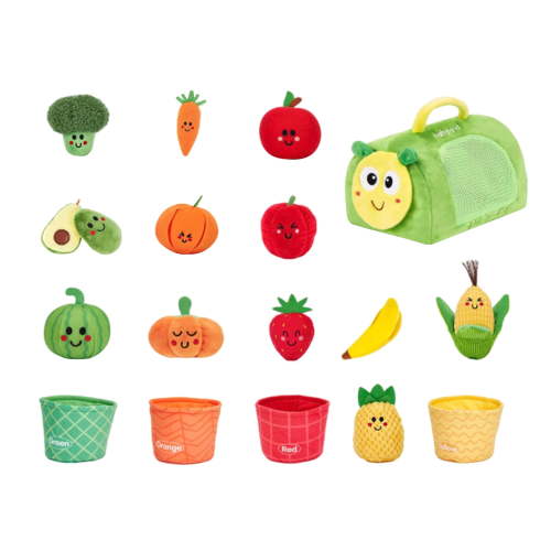 Sensory Toy Set, Colorful Fruit Vegetable Plush Dolls for Early Learning