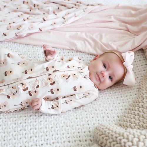 Vera's Vintage Floral Ruffle Zipper Footie
