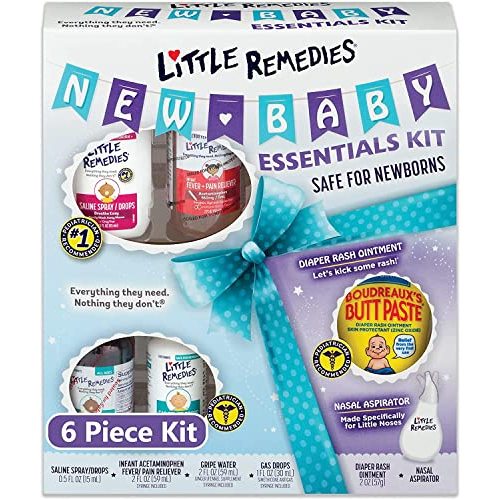 Little Remedies New Baby Essentials Kit, 6-in-1 Bundle for Newborns | Baby Care Set, Newborn Essentials, Saline Nasal Spray, Diaper Rash Cream, Gas Relief Drops, Gripe Water, Baby Pain Reliever