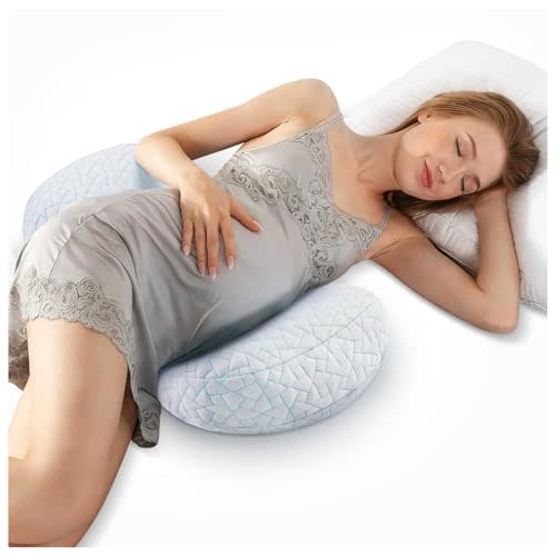 Pregnancy Pillows for Sleeping, Adjustable Travel Wedge Pillow for Belly, Back & Hip Support, Compact Maternity Sleep Pillow with Cooling Washable Cover, Multi-Use for Pregnant Side Sleepers