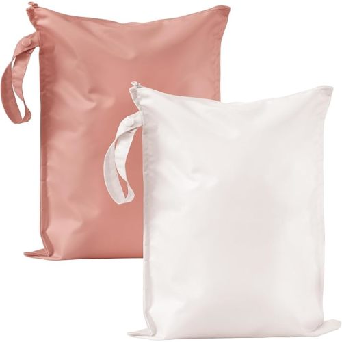 Wet Dry Bags Water Resistant - 2 Pack Reusable Waterproof Wet Dry Bag for Swimsuits & Baby Clothes - Leakproof Storage Pouch Bag for Travel & Baby Diaper - Travel Laundry Daycare Bags