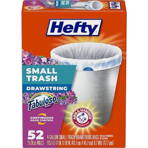 Hefty Small Trash Bags, Fabuloso Scent, 4 Gallon, 52 Count