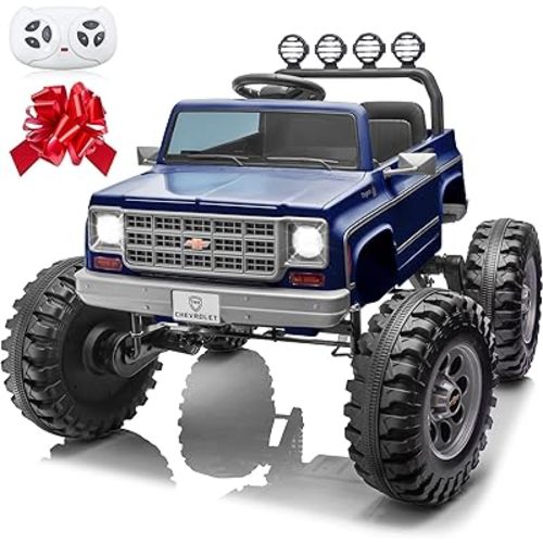 JOYRACER 24V Ride on Car, Licensed Chevrolet Cheyenne Truck w/4X200W Motor, Remote Control, Decoration Streamer, 24 Volt Ride on Toys Power Big Wheels for Big Kids, Blue