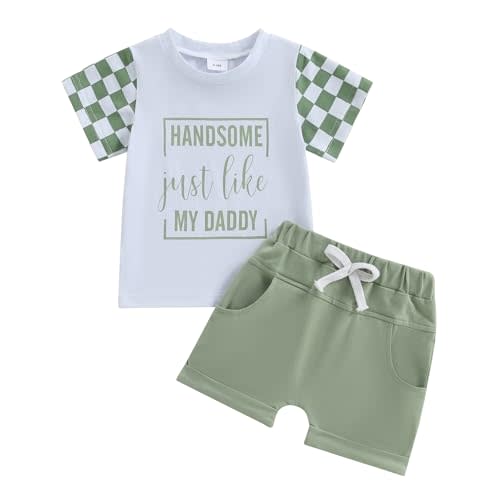 MoZiKQin Baby Boy Summer Clothes Cute Letter Print Short Sleeve Tshirt and Shorts Set Toddler Summer Outfits for Boys