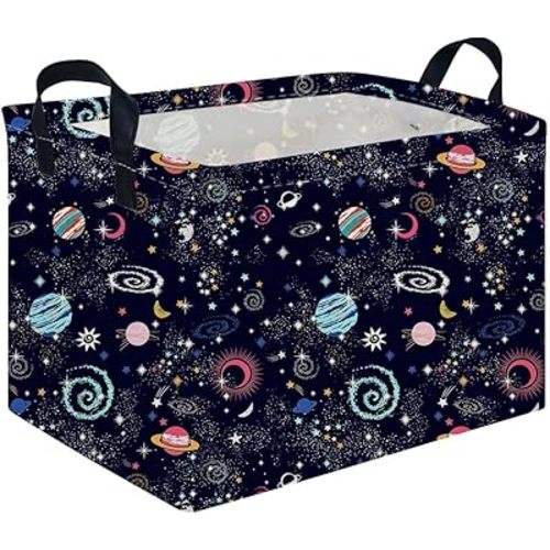 Rectangular Star baskets,Storage Basket,Waterproof foldable laundry basket for Kids,Cute Toys Storage Bin Organizer,Book bins,Starry Sky Galaxy Room Decor(Stars)