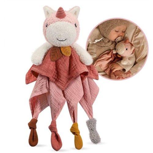 Nueplay Unicorn Baby Loveys for Girls, Ultra-Soft Security Blanket and Plush Stuffed Animal for Newborns & Toddlers - Ideal Newborn Gift Set & Registry Essential