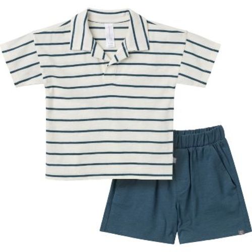 Modern Moments™ by Gerber Toddler Boys' 2-Piece Johnny Collar and Shorts Set, Ivory Stripe, 2T