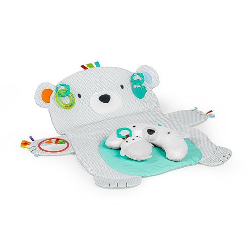 Bright Starts Tummy Time Prop & Play Baby Activity Mat with Support Pillow & Taggies - Polar Bear 35 x 29.5 in., Newborn and up