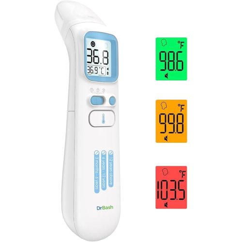 DrBash 3-in-1 Baby Thermometer for Ear, Forehead & Touchless, Infrared Thermometer for Adults and Kids, Fever Digital Thermometer with Fever Alert and Memory Recall