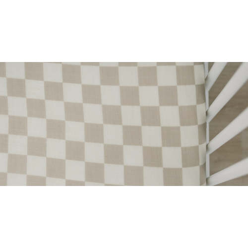 Taupe Checkered Crib Sheet