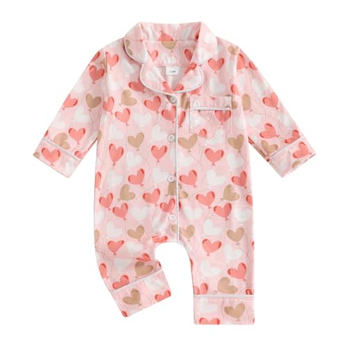 Balaflyie Baby Girl Button Down Pajamas Romper One-Piece Jumpsuit Long Sleeve Sleeper Infant Sleepwear