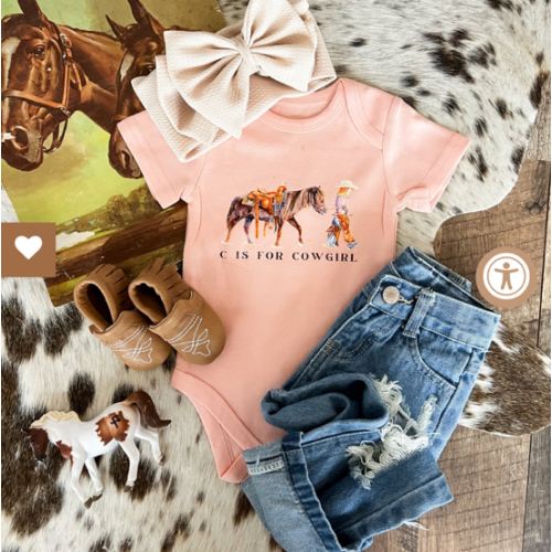 C is for Cowgirl Onesie/Tee(little kid)(Pink) – theFRINGEDpineapple