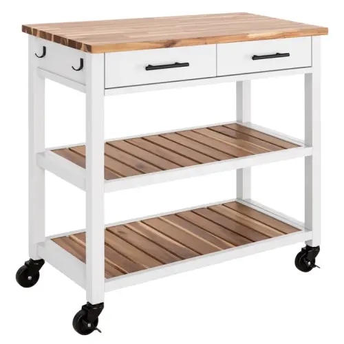 Seville Kitchen Cart with Acacia Shelves | Costco