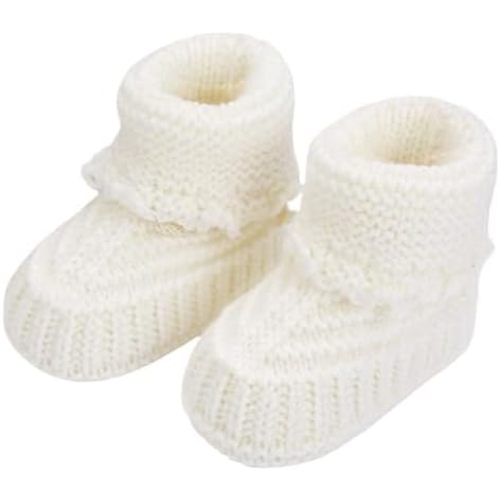 Baby Booties, Newborn Walking Shoes, Infant Hand Crochet Knit Cotton Sock Booties, Soft Cozy Socks Slippers, Indoor House Shoes for Baby, 2 Pairs
