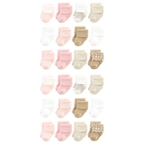 Hudson Baby Cotton Rich Baby Terry Socks 24-Pack, Pink Cheetah
