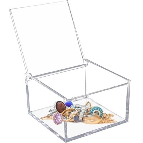 Clear Box with Hinged Lid Acrylic Storage Box Transparent Dust-Proof Mask Storage Case Container for Home Office