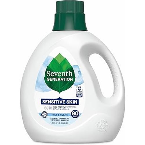 Seventh Generation Liquid Laundry Detergent, Free & Clear, 90 Loads, USDA Certified 97% Biobased, 135 Fl Oz