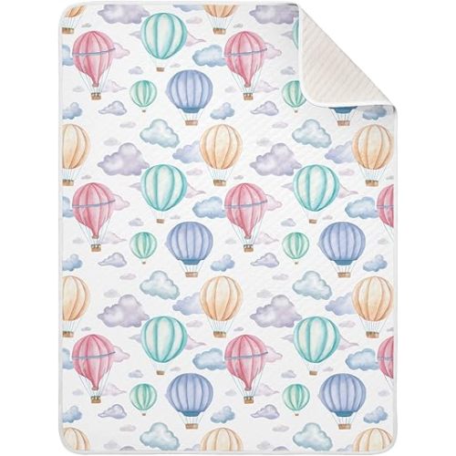 xigua Hot Air Balloons Baby Blanket for Infants, Lightweight Soft Receiving Cotton Swaddling Blankets for Crib, Stroller, Nursery, 30x40 inch