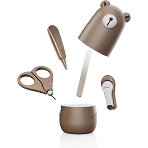 Baby Nail Clippers Set, Baby Nail Kit with Cute Case, Infant Manicure and Pedicure Health Grooming Care Can for Newborn, Kids and New Parents As Shower Gifts (Bronze Bear)