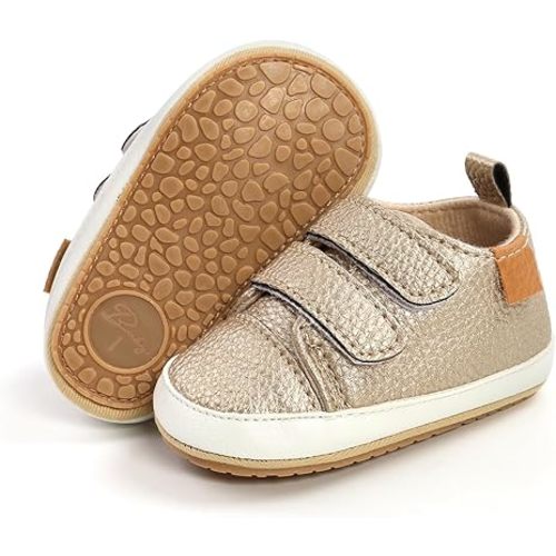 SOFMUO Baby Boys Girls High Top Ankle PU Leather Sneakers Soft Rubber Sole Infant Moccasins Newborn Oxford Loafers Anti-Slip Toddler Wedding Uniform Dress Shoes