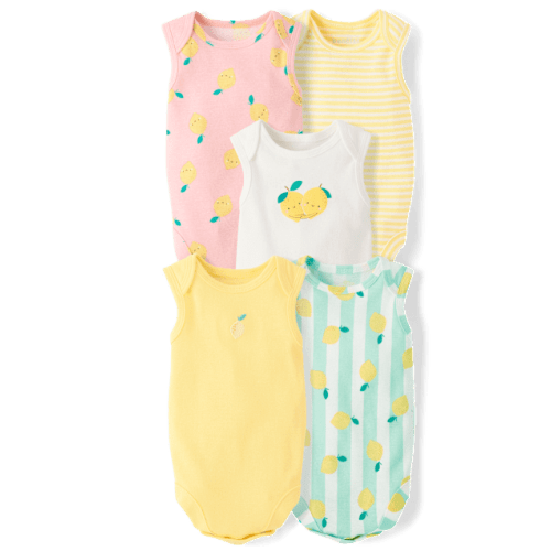 Baby Girls Lemon Bodysuit 5-Pack - Blue