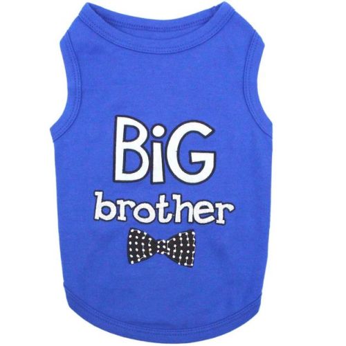 Parisian Pet 'Big Brother' Embroidered Pet T-Shirt – Cute Sibling Announcement Dog Shirt for Dogs & Cats, Blue XS