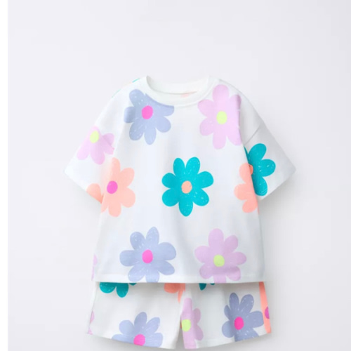 FLORAL T-SHIRT AND BERMUDA SET - Light ecru | ZARA United States