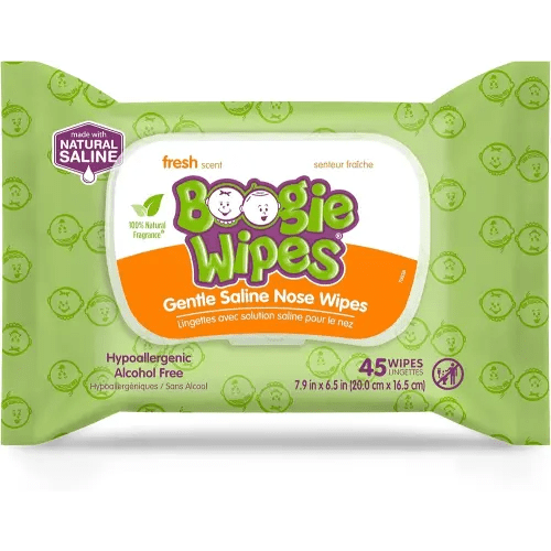 Baby Saline Wipes by Boogie for Face, Hand, Body & Nose, Made with Vitamin E, Aloe, Chamomile and Natural Saline, Fresh Scent, 45 Count