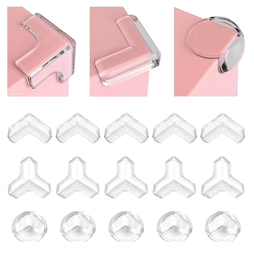 28 Pcs Clear Corner Protector - L, T, Round Shape Corner Guards & Bumpers to Cover Sharp Furniture & Table Edges for Baby Kid Toddler Safety