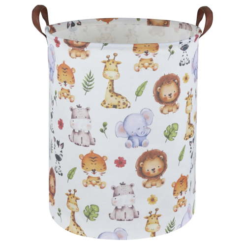 Hamper,Nursery Hamper Canvas Jungle Laundry Basket Green Storage Baskets for Kids Room Decor,Office,Toy Organizer,Home Decor