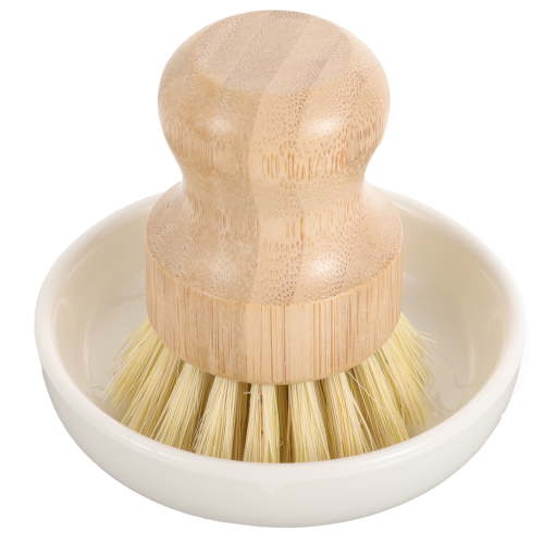 Kitchen Cleaning Brush Round Mini Dish Bamboo Base Frame Ceramics Electric Scrubber Brushes to Wash Dishes