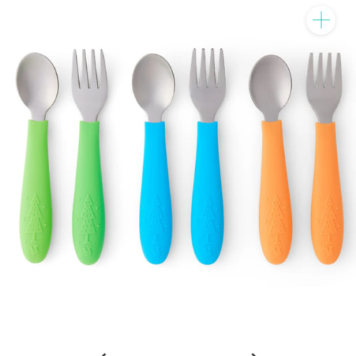 Babies/Toddler Stainless Steel Spoons + Forks with Silicone Handle